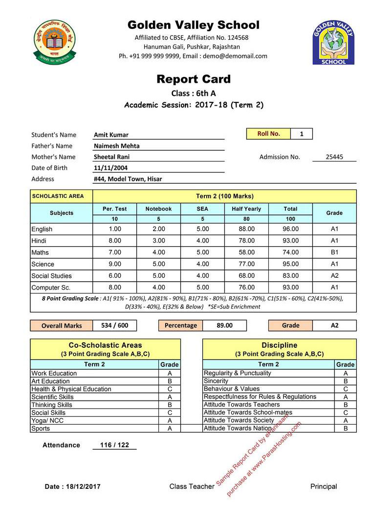 Term 2 Report Card