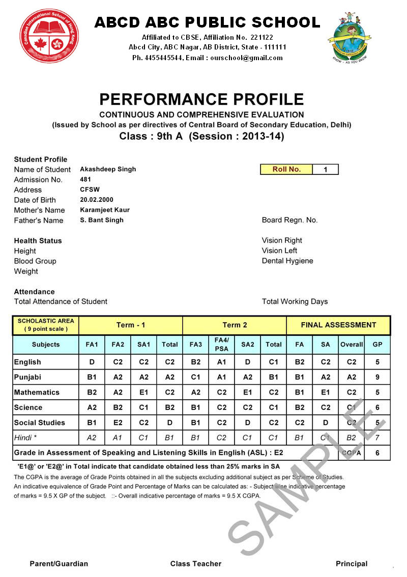 Cbse Cce Report Card Sample Format - vrogue.co